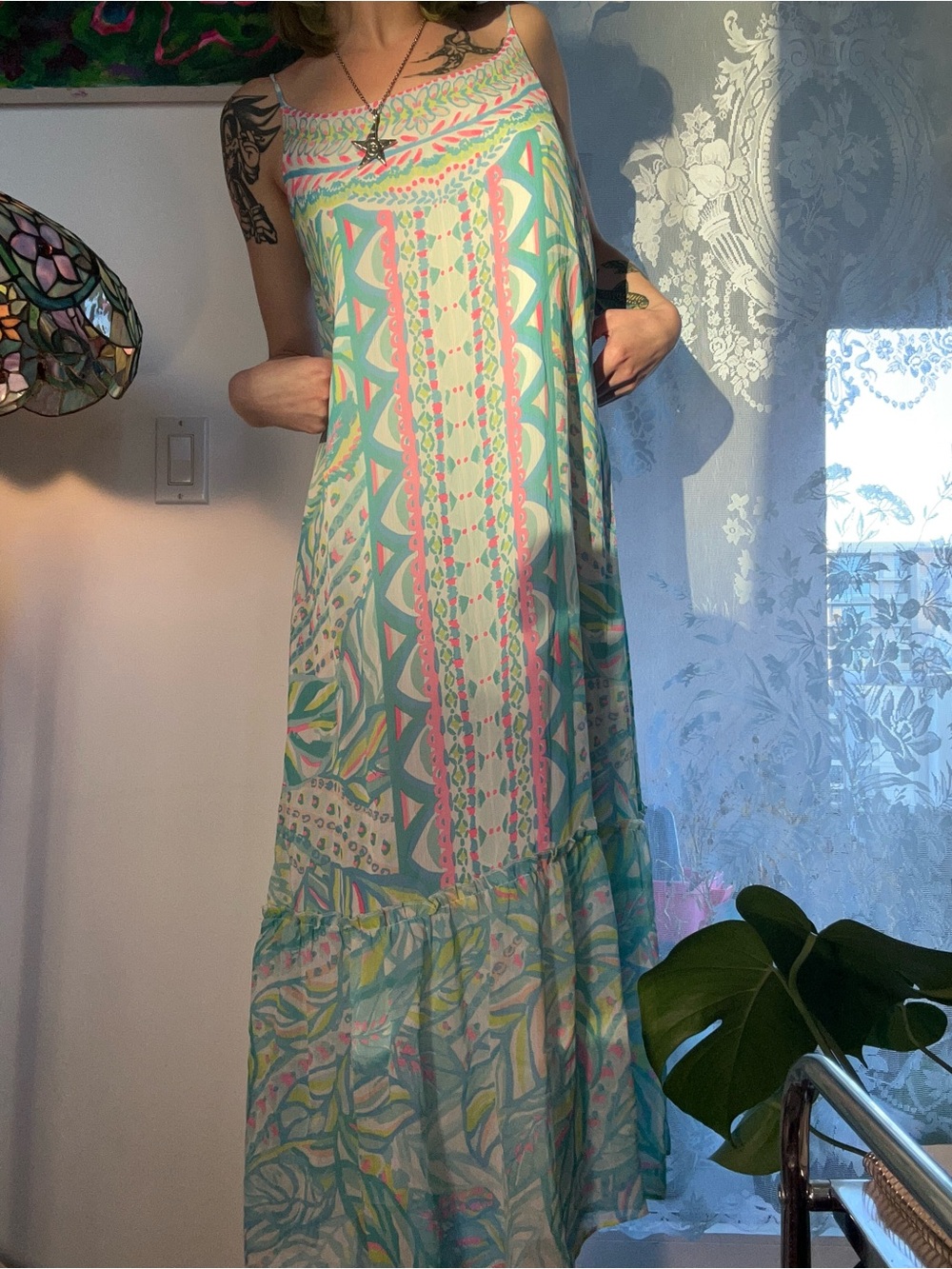 Vibrant and Flowy Multicoloured Maxi Dress